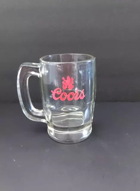 Vintage 5 " TALL COORS Beer Heavy Clear Glass Shorty MUG Logo 12 Ounces