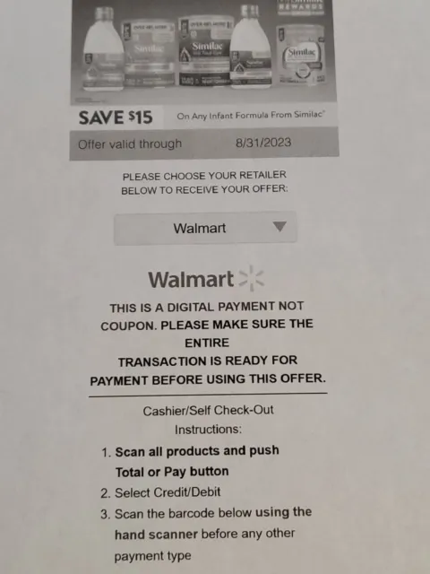 95$ in Similac COUPONS - EXPIRE 8/31/2023 - For use at WALMART