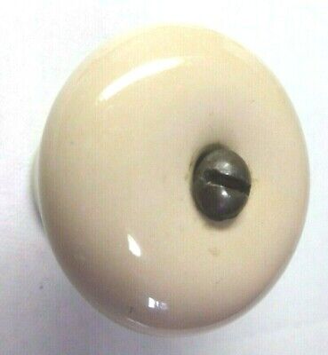 Japan Cabinet Door Drawer Porcelain Pull Knob Dark Beige w/ Wood Screw 1 Vtg MCM