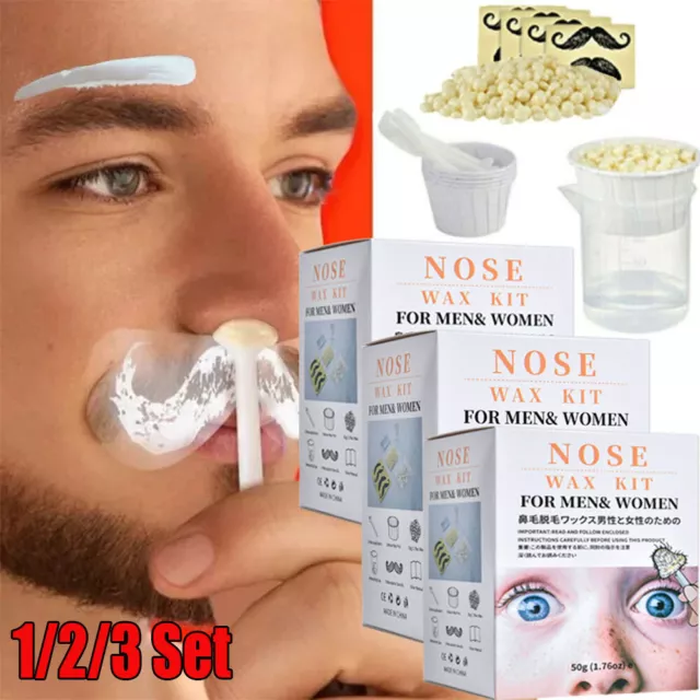 3/2 Nasenhaar Wachs Nose Wax Kit Schmerzlos Haarentfernung Set für Männer&Frauen