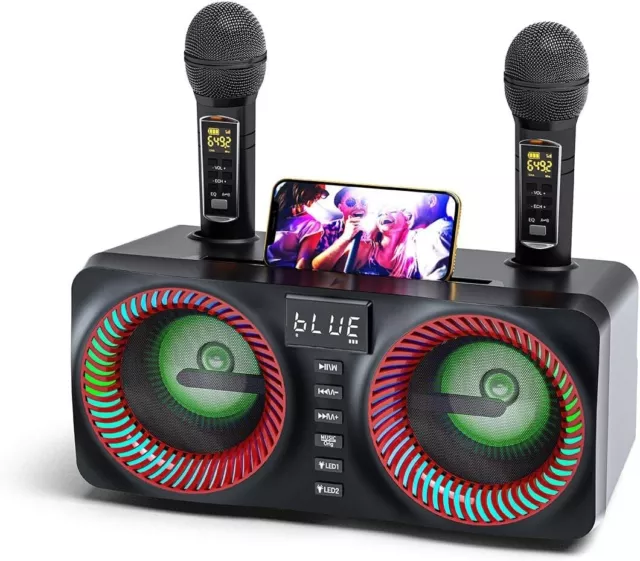 GJCrafts Karaoke Machine, Portable Bluetooth Speaker with UHF Wireless Microphon