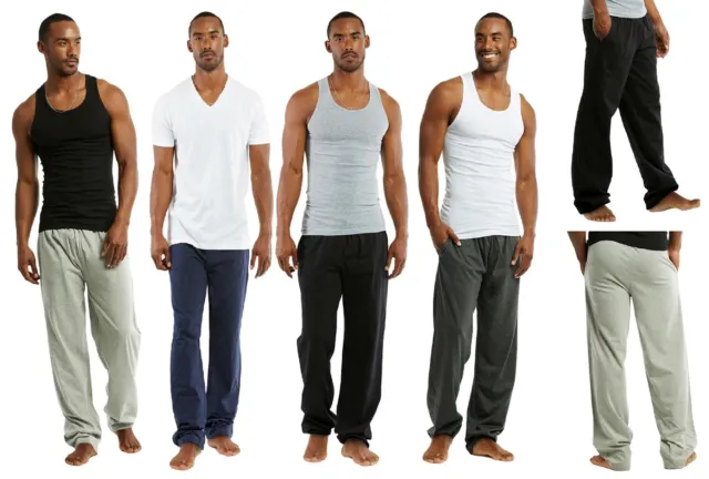 Mens Cotton Comfy Causal Lounge Sleep Pajamas PJ w/ Pockets Knit Pant S M L XL