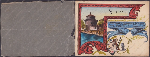 1906 Disegnatore Pittore Costenaro Giuseppe Disegno acquerello