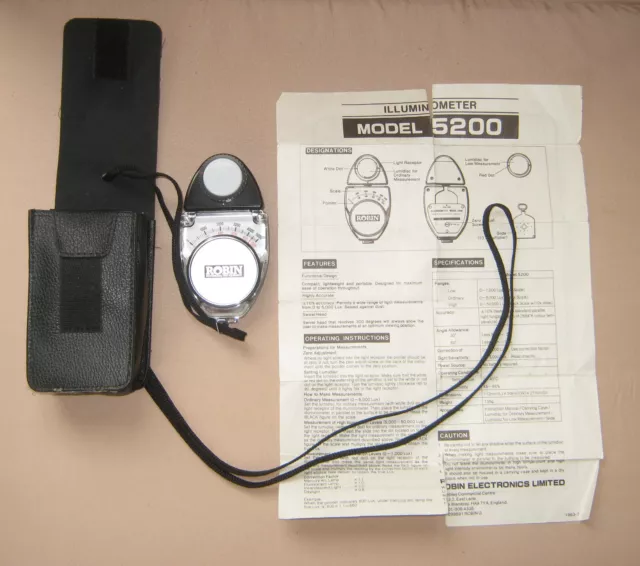 Iluminómetro Robin Modelo 5200 En Estuche Original Con Instrucciones. Funciona.
