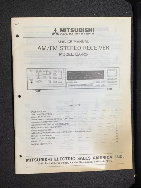 Mitsubishi DA-R5 Service Manual Stereo Receiver Original