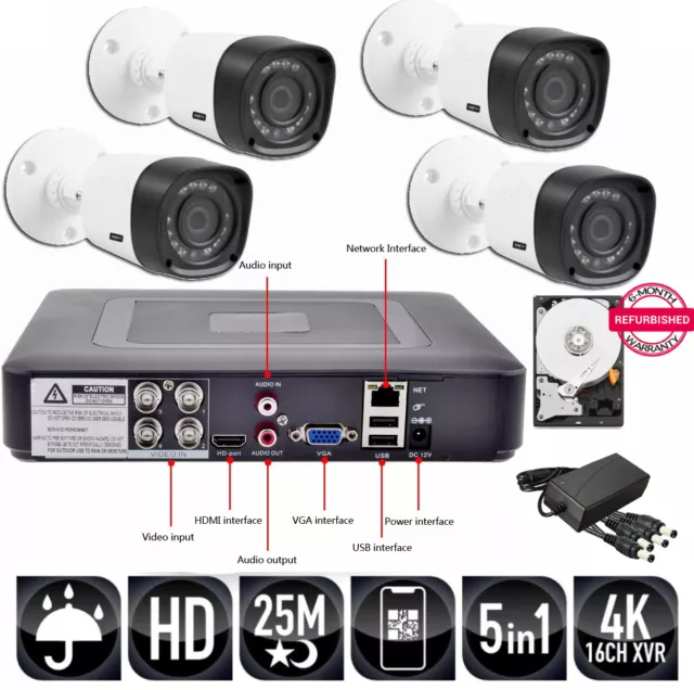 VIDEOSORVEGLIANZA DVR 4 Canali 5MPX + 4 ENVIO Sony 1080P + + Aliment.