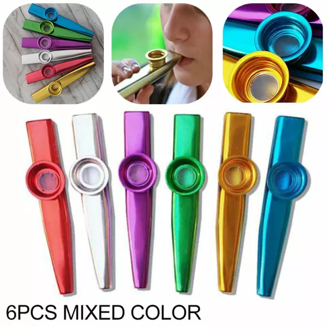 6Pcs Metal Kazoo Flute Diaphragm Mouth Instrument Musical Toys for Kids Gift AU