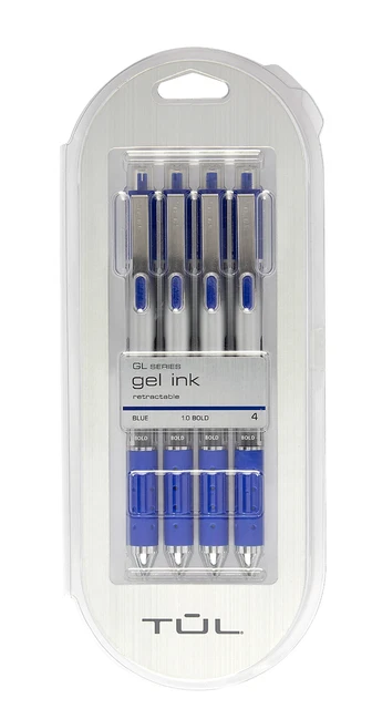 TUL Gel Pens Medium Point 0.7 mm Silver Barrel BLUE - FREE SHIPPING!