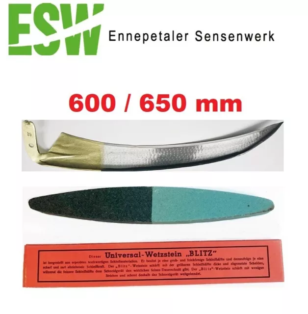 ESW Reichsformsense handgeschmiedet 60cm / 65cm - Quarz Sandstein Wetzstein