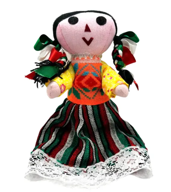 Mexican Rag Doll Handmade Folk Art Maria Lele Doll Traditional Dress Toy Craft