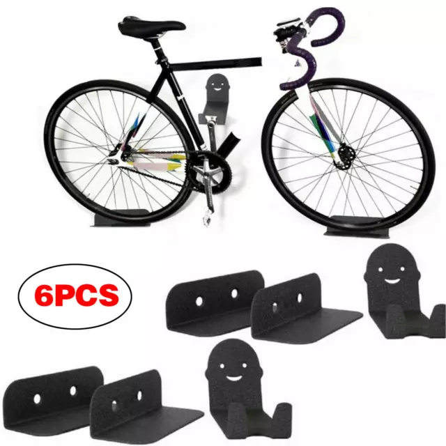 6pcs Bike Pedal Hook Wall Mount Bracket Hanger Tire Holder Storage Bicycle Rack