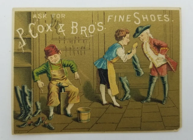 Victorian Trade Card P Cox & Bros Fine Shoes Chislett & Sons Boots & Shoes A126