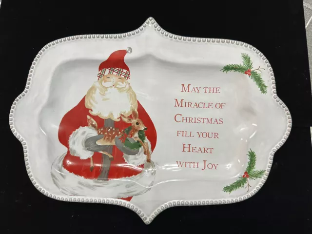 Mud Pie Christmas Wish Small Platter Gift Tray Serving Dish Santa Deer