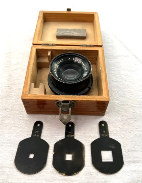 Carl Zeiss Jena Apo-Tessar 1:9  18 cm Objektiv Lens in Original Holz Box RARE