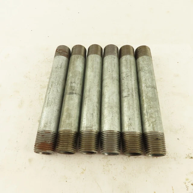1/2" NPT x 5-1/2" Galvanized Iron Pipe Nipple Fitting Schedule 40 Lot of 6