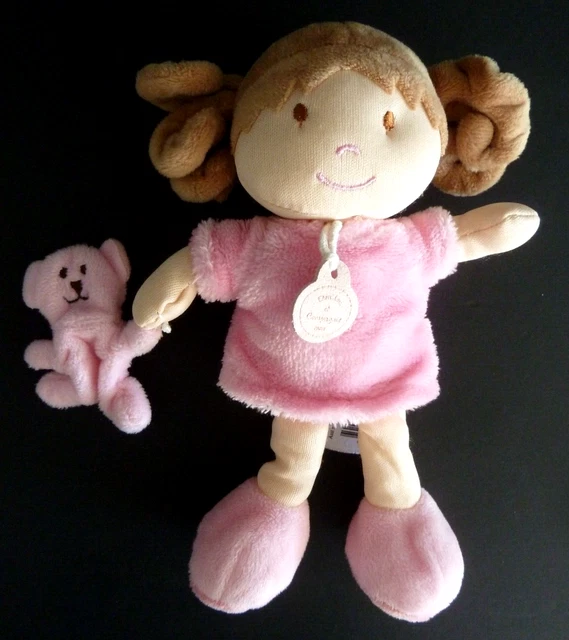 59. DOUDOU ET COMPAGNIE POUPEE FILLE Demoiselle brune ours 20cm DC2771 ETAT NEUF
