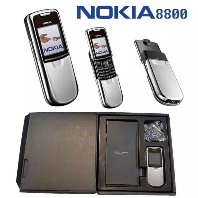 Nokia 8800 Slider telefoni cellulare argento sim gratis nuovo