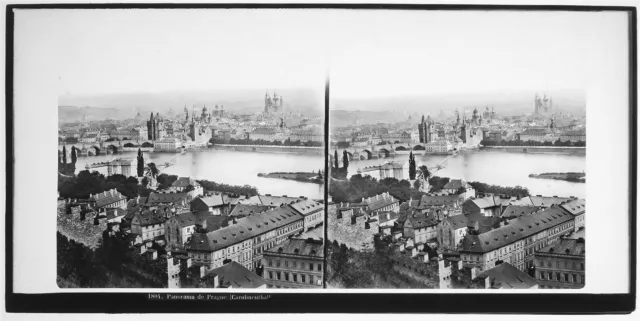 Czech Republic/Czechia glass stereoview-Panoramic view of Prague