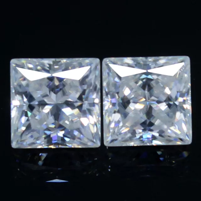 Étonnant! 1.00 CT De Couleur VVS1 4x4 MM Princesse Paire Superbes Blanc Diamant