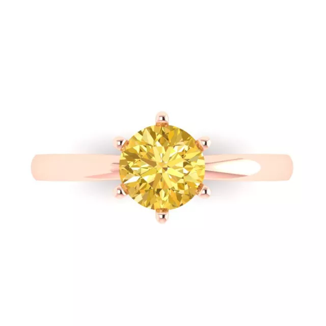 1.0 ct Round Cut Natural Citrine Wedding Bridal Promise Ring Real 14k Rose gold