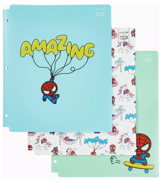Yoobi Marvel Amazing Spider-man Poly Plastic Folders with Pockets 3 Pack