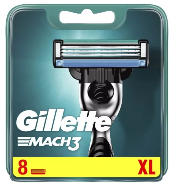 Gillette Mach 3 Razor Blades, 8  cartriges pack XL  -  GENUINE, Free delivery  ✅