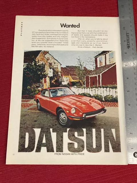 Datsun 240-Z Car 1973 Print Ad  - Great To Frame!