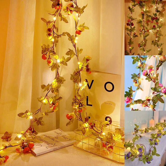 30LED Artificial Flower Vine String Lights Wedding Party Garden Garland Decor US