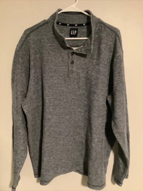 GAP -  Mens Blue Gray 1/4th Button Collared Knit Sweater - Size XXL - 2XL