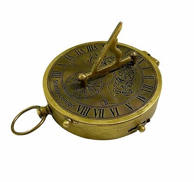 Nautical Maritime Brass Flat Sundial Compass Pocket Directional Compass