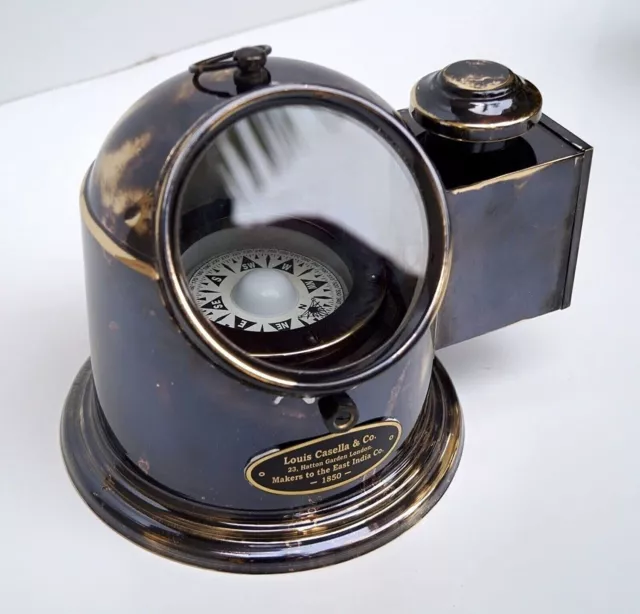 Antique Brass Binnacle Marine Gimbal Compass With Oil Lamp Collectible Gift For