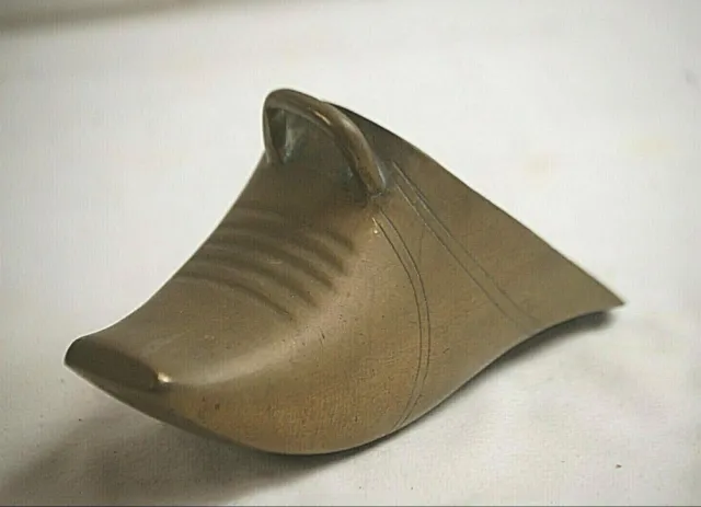 Antique Chinese 19th Century Brass Shoe Form Single Stirrup Armor Old Vintage