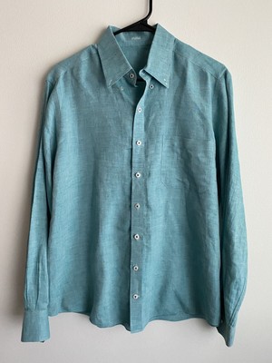 J Hilburn Shirt 46 Green Cotton Custom Long sleeve shirt