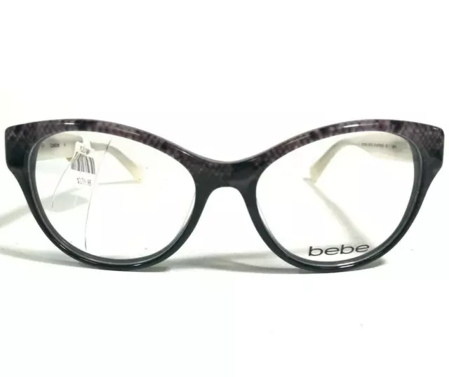 Bebe Eyeglasses Frames BB5100 001 Black Snake Print White Cat Eye 51-16-135