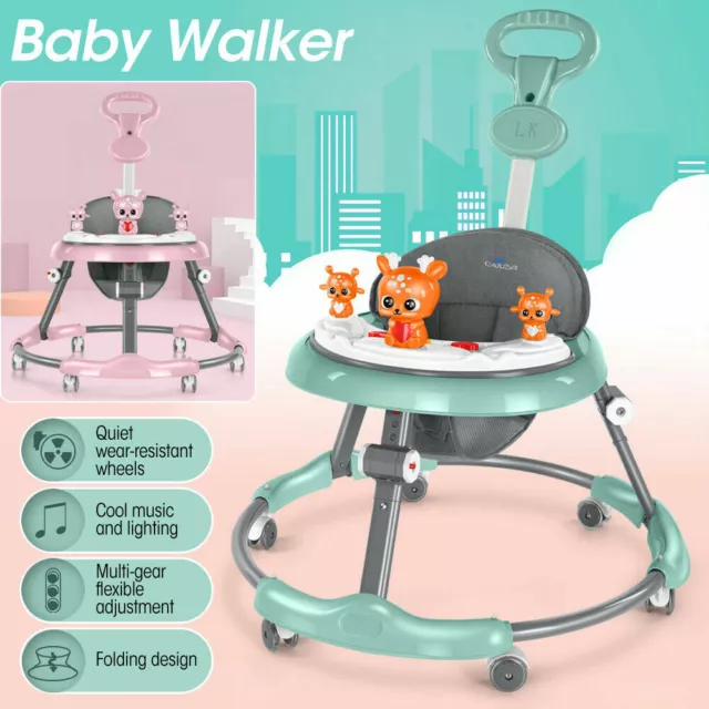 Upgrade Adjustable Baby Walker Stroller Play Activity Music Kids Ride On Toy Car