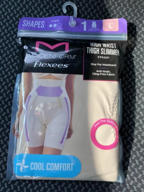 Maidenform Flexees Shaping High Waist Thigh Slimmer Beige Sz Large FP5001 New