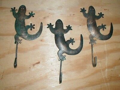 Gecko Key Hooks (3) Iron 7.5" Handmade Keyholder Craft Geico Gecko 2