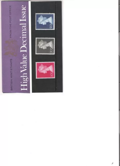 1970 Royal Mail Presentation Pack High Value Definitive 10P,20P,50P Pack No 18