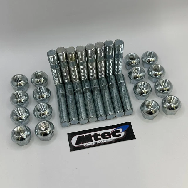 BIMECC 10x M14x1.5 Black Alloy Wheel Conversion Studs – 90mm Long For Volkswagen