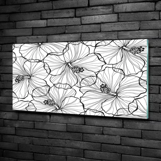 Único Moderna Mural De Arte De Vidrio Templado de Pared 100x50 Flores hawaianas