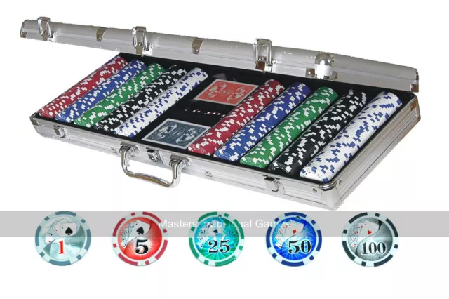Texas Hold'em Deluxe Laser Poker Chip Set - 500 Chips with Number Values (UK)