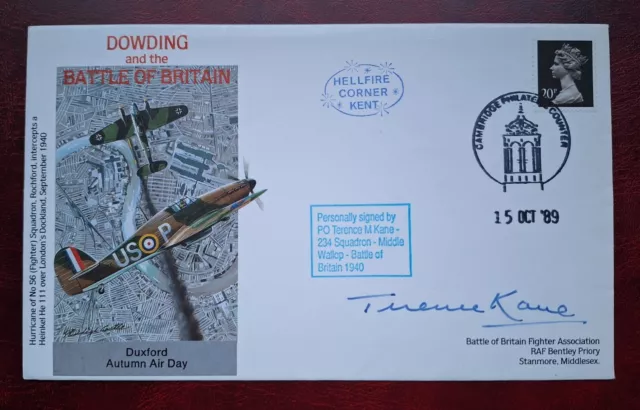 Battle Of Britain Terence M Kane Signed First Day Cover FDC RAF Pilot
