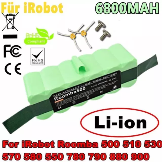 6800mAh For iRobot Roomba 14.4V Li-ion Rechargeable Akku Replace 500 510 530 570