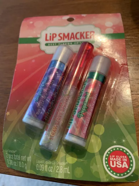 Lip Smacker Holiday Flavored Lip Gloss Balm Pack of 3 Tubes - New/SEALED
