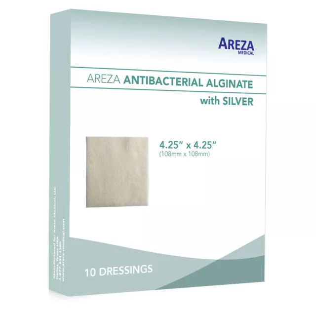 Silver Alginate (Calcium Alginate with Ag) 4.25"x 4.25" Box of 10 Dressings