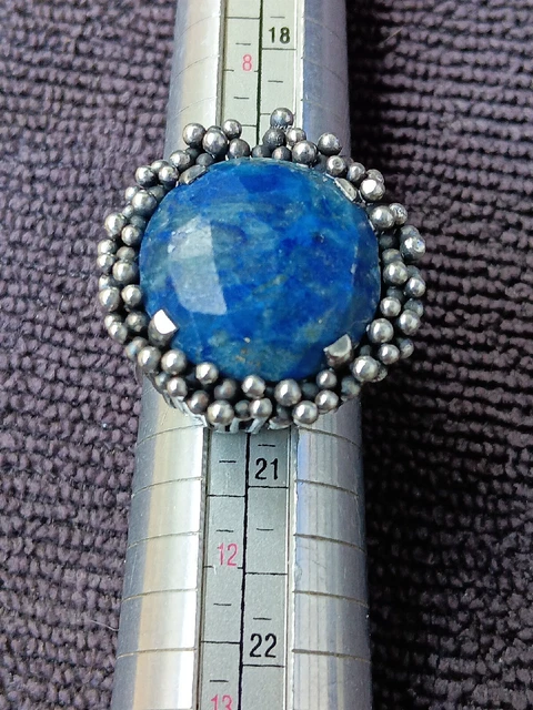 925 Sterling Silver Ring Lapis Lazuli Extraordinary Unique MODERNIST WOW!SZ 10