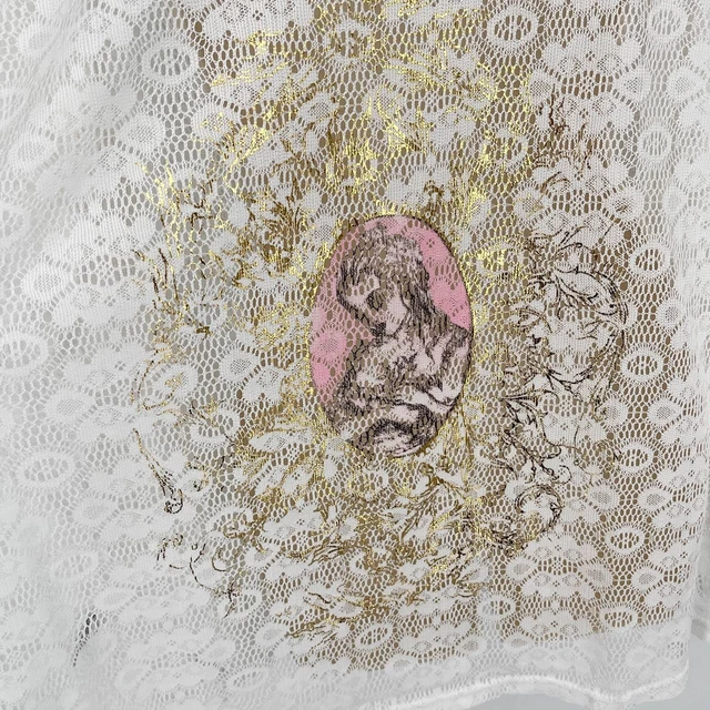 Lauren Moshi Floral Lace Kimono NEW Sz M White Limited Gold Foil Victorian Lady Lauren Moshi Floral Lace Kimono NEW Sz M White Limited Gold Foil Victorian Lady