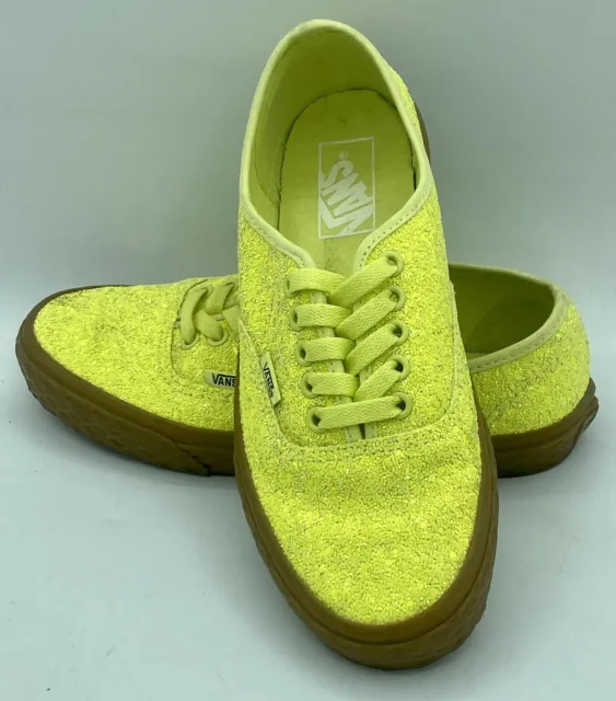Vans Off The Wall (721278) Neon Yellow Glitter Sneakers Unisex Size M 6.5 W 8