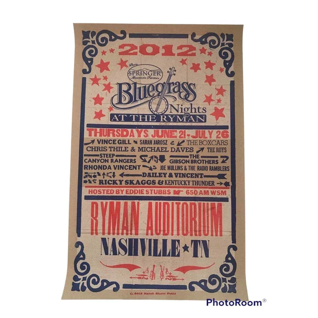 Bluegrass Nights at the Ryman Poster Vince Gill Hatch Show Print 2012 Nashville