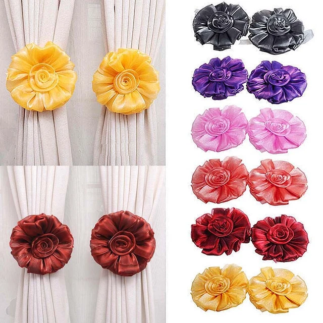 Curtain Tie Backs Flower Buckle Holder Tieback Clips Window Home AU